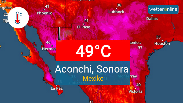 In der Ortschaft Aconchi im nördlichen Bundesstaat Sonora wurde am Montag eine Höchsttemperatur von 49 Grad gemessen.