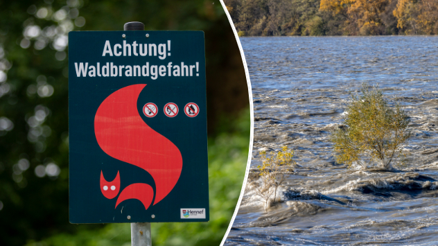 Waldbrandgefahr im Rhonetal und Hochwasser an der Rhone zugleich