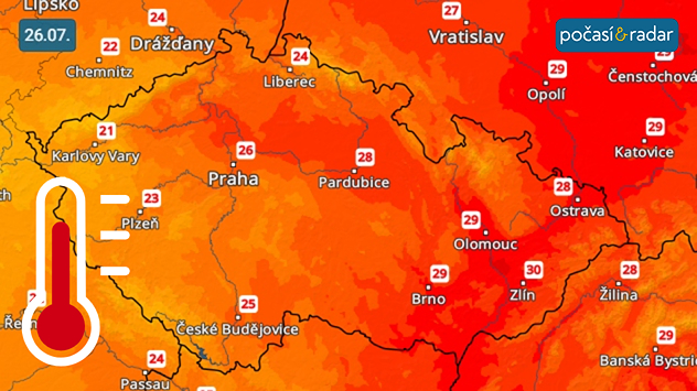 Denní teploty u nás v nejbližších dnech zůstanou mírné, v odpoledních maximech často kolem 25 °C. Například ale v sobotu můžeme místy na jihovýchodě území naměřit až 30 °C.
