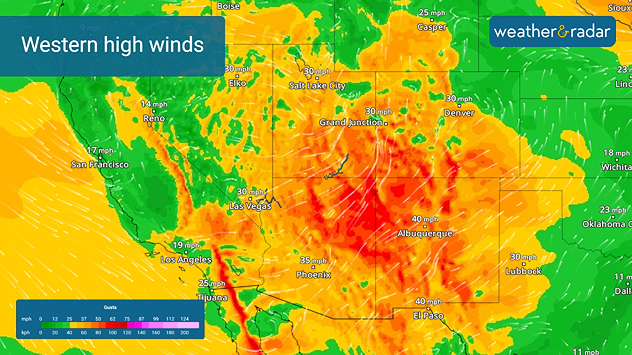 Interior West high winds
