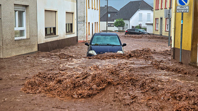 Schlammfluten in Kirn im Nahetal in Rheinland-Pfalz