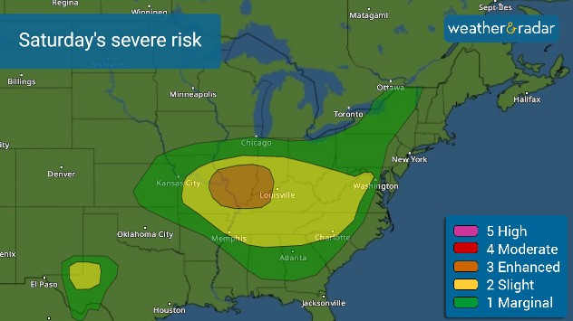 Saturday's severe risk: Swaths of damaging winds & large hail – Weather ...