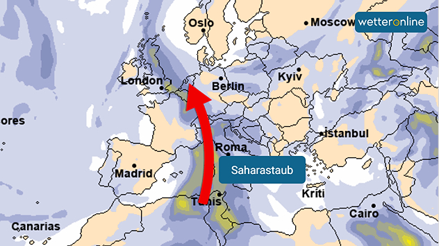 Karte zeigt Staubmengen in der Atmosphäre