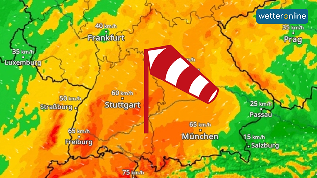 Der Wind wird im Tagesverlauf in der Südhälfte immer stärker.
