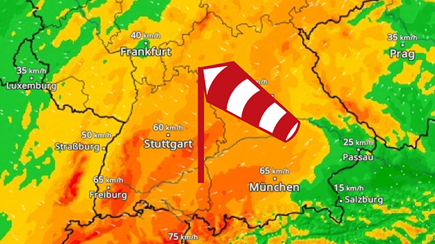Der Wind wird im Tagesverlauf in der Südhälfte immer stärker.
