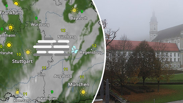 WetterRadar und Webcam-Bild aus dem Nebel