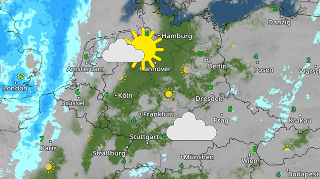 Das WetterRadar für Montag.