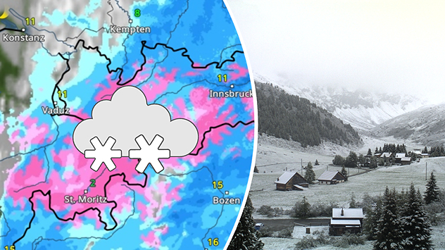 Über Nacht ist es in den Alpen weiss geworden. WetterRadar zeigt Schnee im Gebirge.