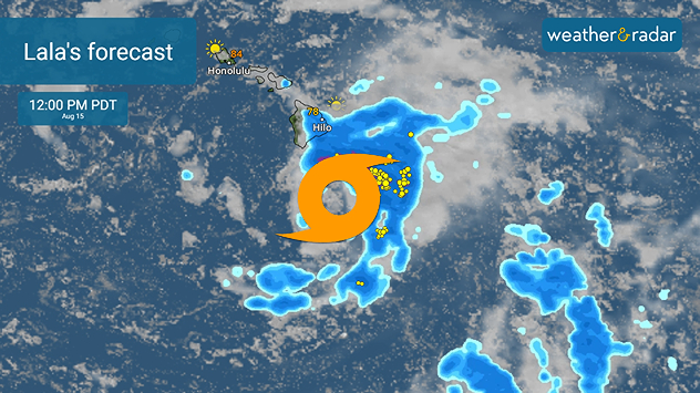 Lala's forecast for Saturday, August 15, 2026, near Hawaii.