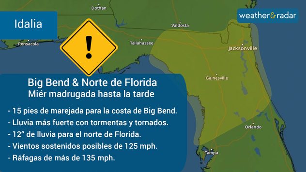 Amenazas para el norte y Big Bend de Florida por Idalia.