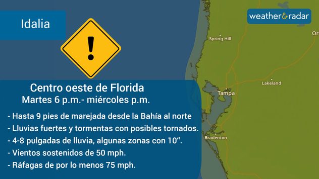Amenazas para la costa central oeste de Florida por Idalia.