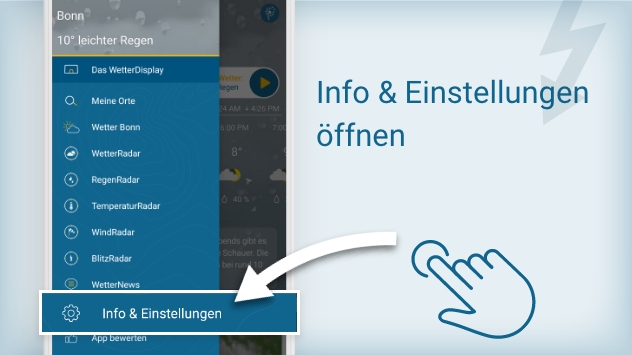Info & Einstellungen öffnen