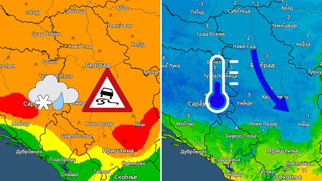 Mešovite padavine, klizavo, hladno