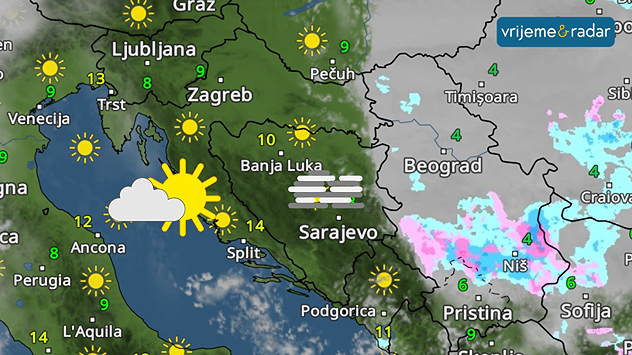 Prognoza vremena: Sunčanija nedjelja, pa ponovno oblaci. Ponegdje zadržavanje magle