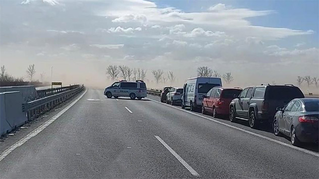 © Policia SR Gesperrte Autobahn in der Slowakei