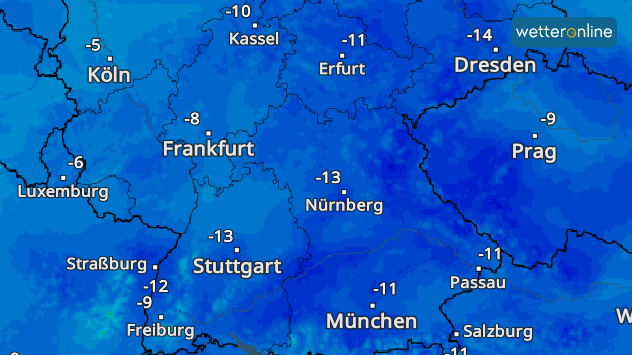 TemperaturRadar: Tiefstwerte Nacht zum Sonntag