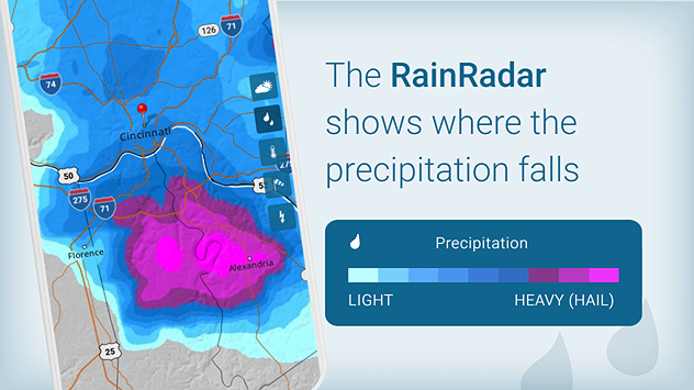 The RainRadar shows where precipitation falls