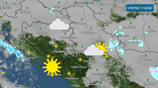 Sunce, magla i oblaci u ponedeljak