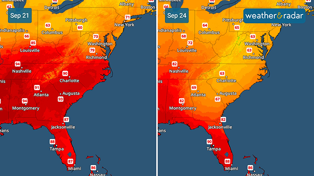 High temperatures drop up to 30 degrees over the next several days.