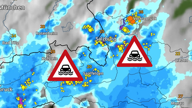 WetterRadar zeigt viele Gewitter rund um Salzburg
