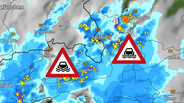 WetterRadar zeigt viele Gewitter rund um Salzburg