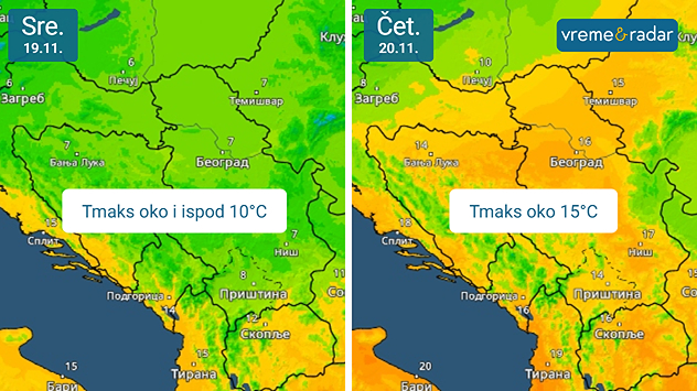Temperatura u sredu i četvrtak