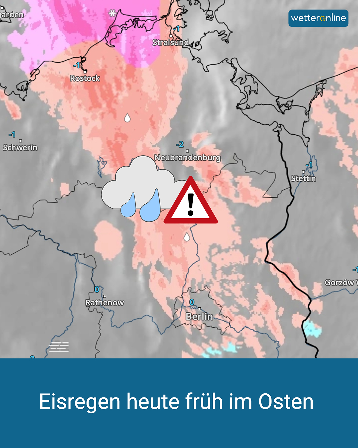 WetterRadar zeigt Eisregen im Osten und Nordosten Deutschlands