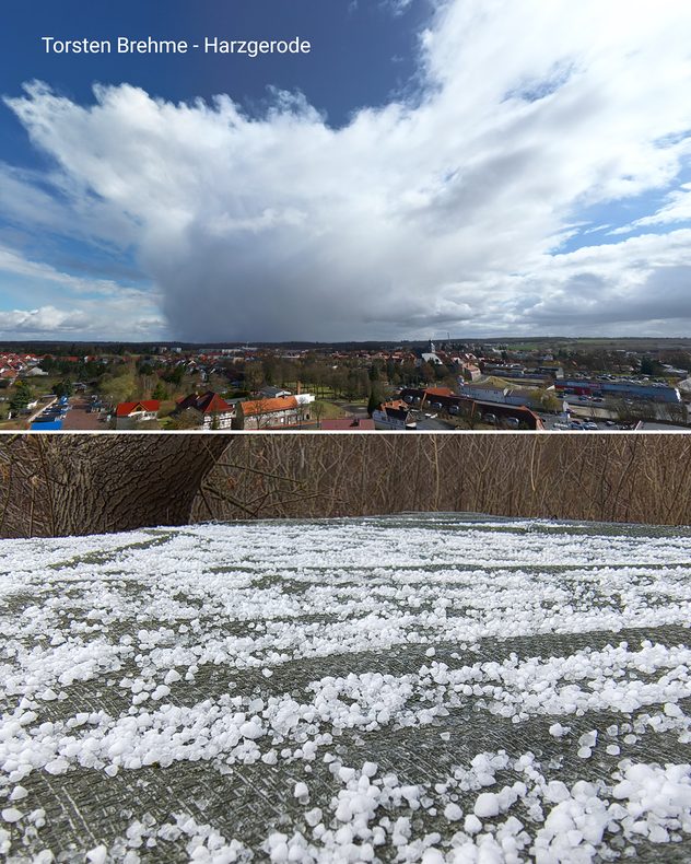 Schauerwolke und Graupel in Harzgerode