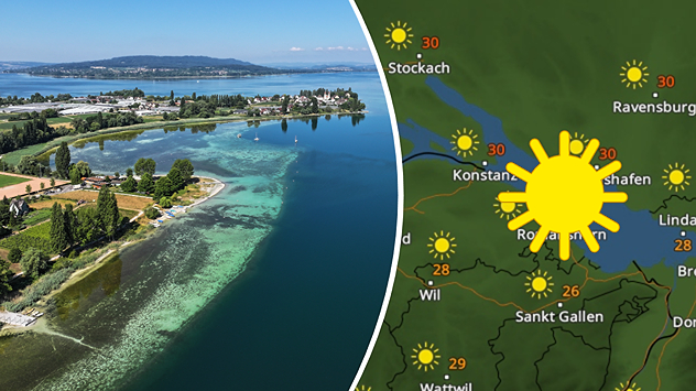 Bodensee mit Niedrigwasser